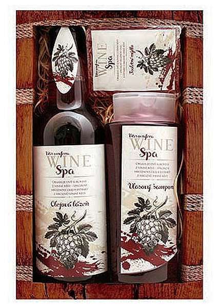 Darčekové balenie WINE SPA (vlasový šampón 250 ml, olejový kúpeľ 500 ml, mydlo 70 g)