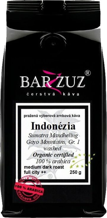Indonézia Sumatra Mandheling, Gayo Mountains, Gr. 1, BIO Organic certified, zrnková káva, 100 % arabica, 250 g